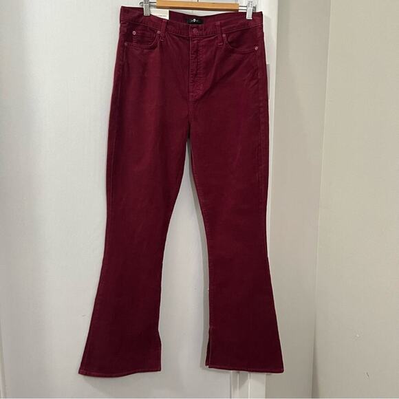 7 For All Mankind Ultra High Rise Skinny Boot in Burgundy Size 32 - Picture 5 of 15